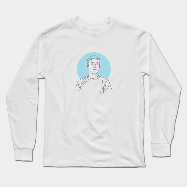 Mark Zuckerberg Line Art Long Sleeve T-Shirt by jayaadiprastya